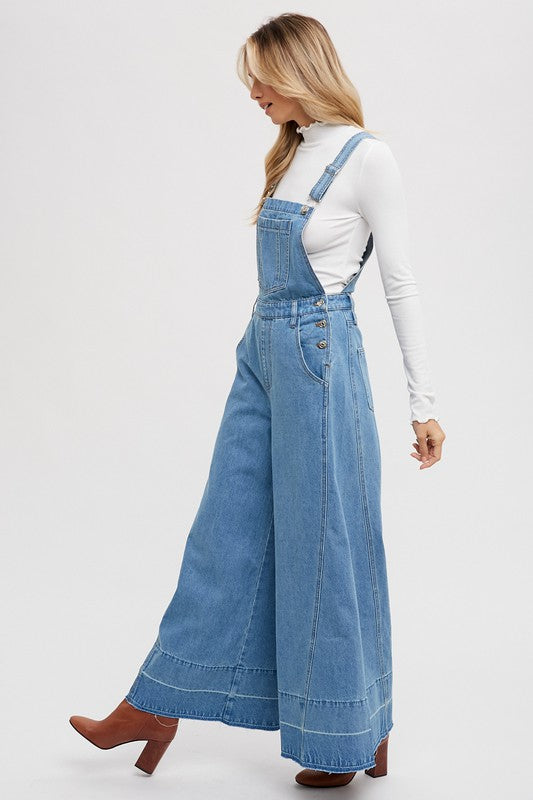 Denim Wide Legs Overalls