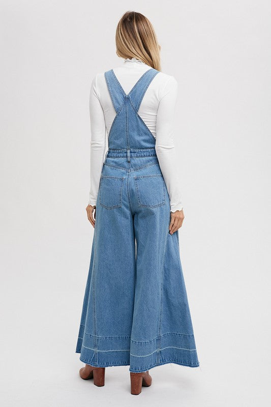Denim Wide Legs Overalls