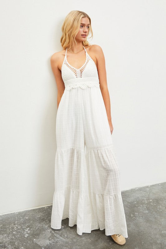 Crochet Halter Neck Jumpsuit The Grey Duck Crochet Halter Neck Jumpsuit The Grey Duck