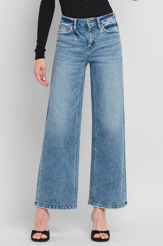 Flying Monkey - High Rise Full Length Wide Leg Jeans