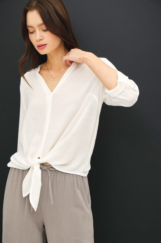V-Neck Front Tie Top