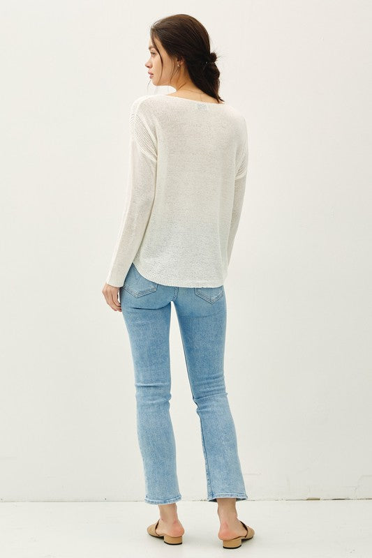 Lightweight Pullover Knit Top - Ivory