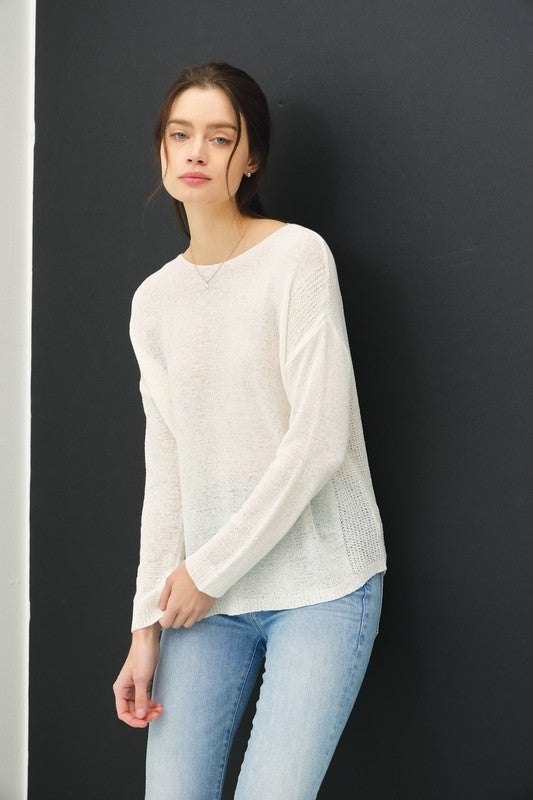 Lightweight Pullover Knit Top - Ivory