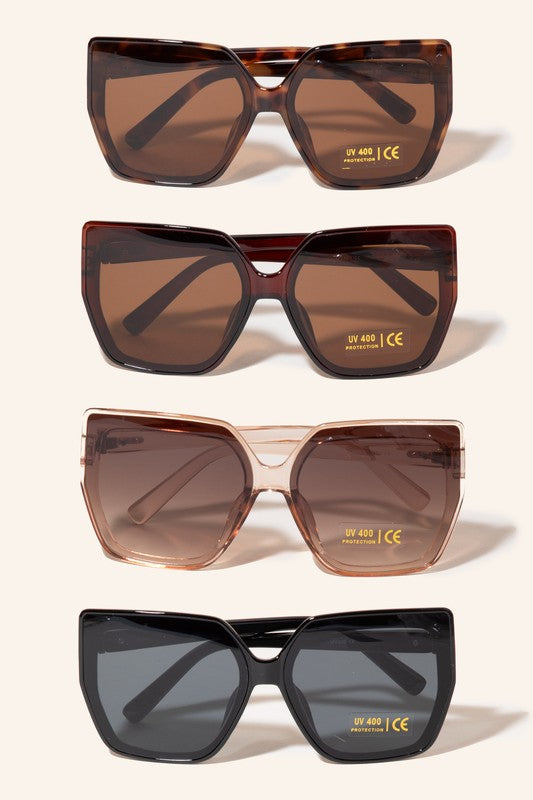Metallic Accent Large Square Sunglasses