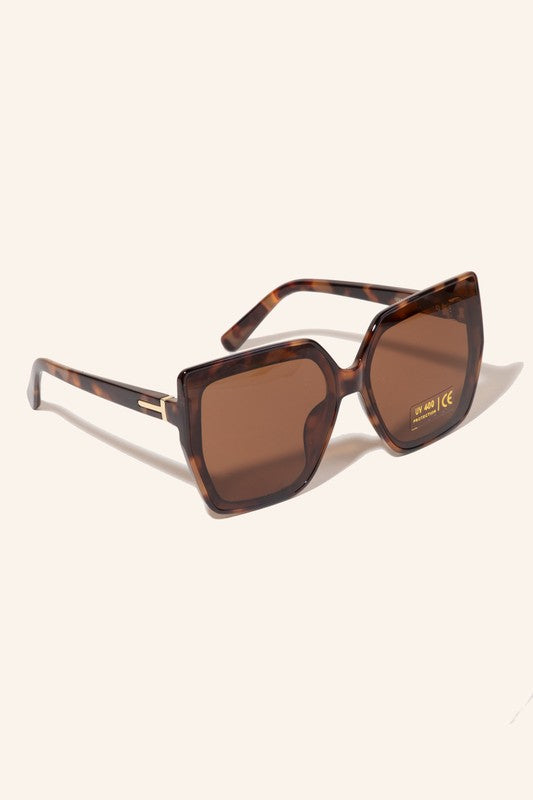 Metallic Accent Large Square Sunglasses