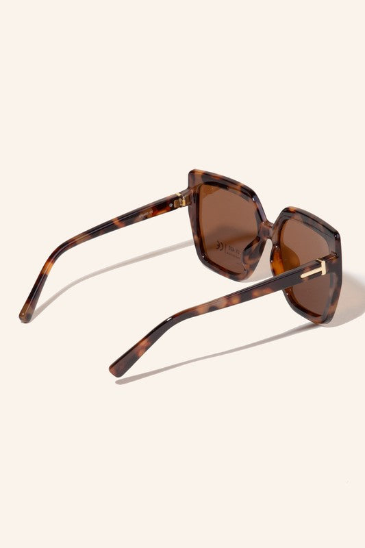 Metallic Accent Large Square Sunglasses