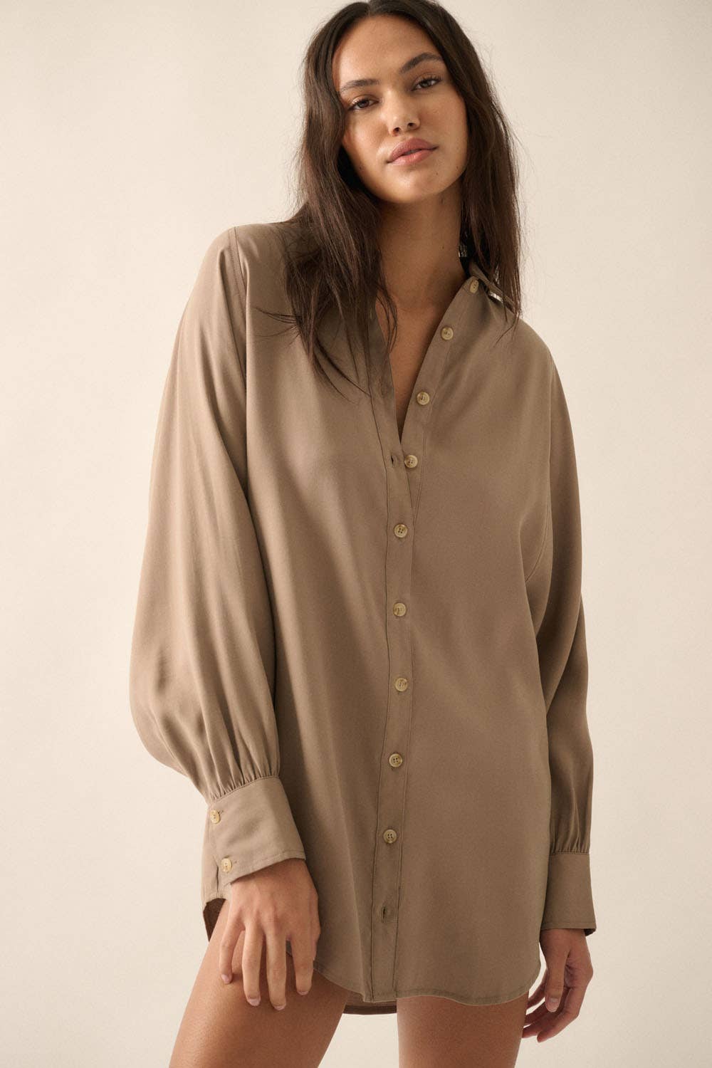 Espresso Button Down Mini Dress The Grey Duck Espresso Button Down Mini Dress The Grey Duck