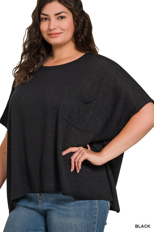 Plus Oversized Slub Hacci Top