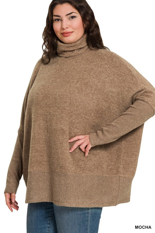 Plus Brushed Melange Hacci Turtleneck Sweater