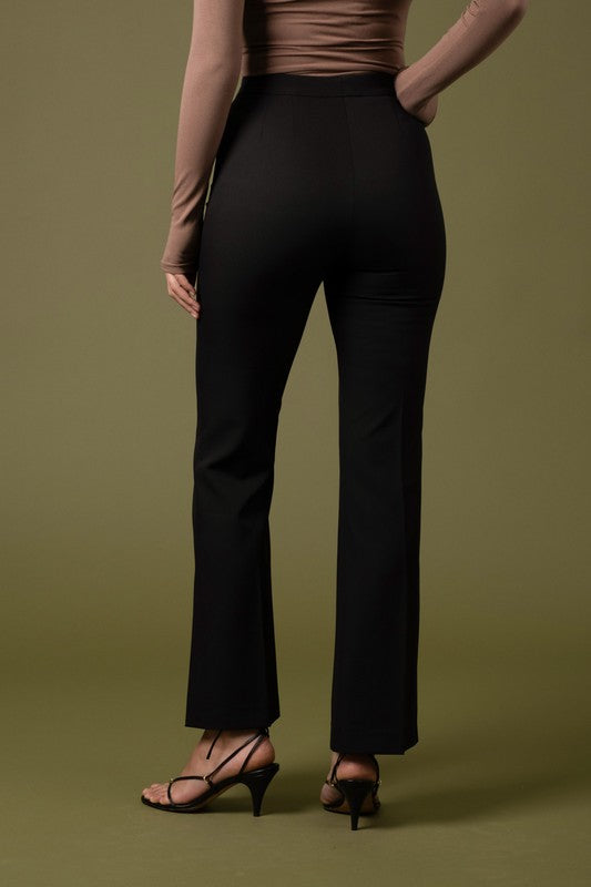 High Waist Flare Slit Hem Dress Pants