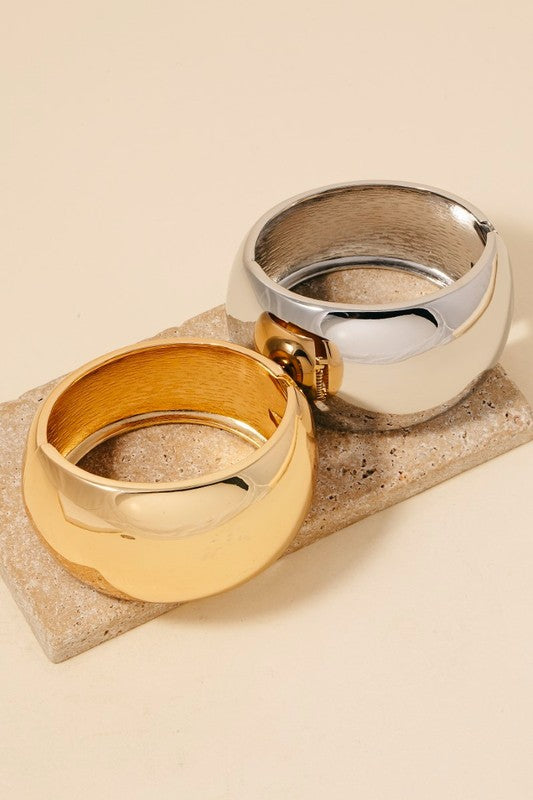 Large Metallic Hinge Bangle Bracelet