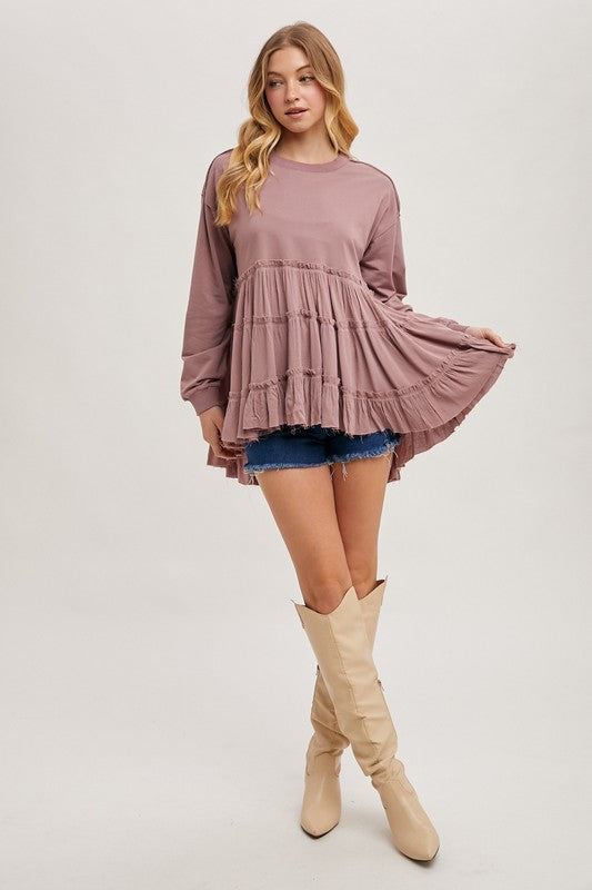 Tiered Ruffle Hem Sweatshirt
