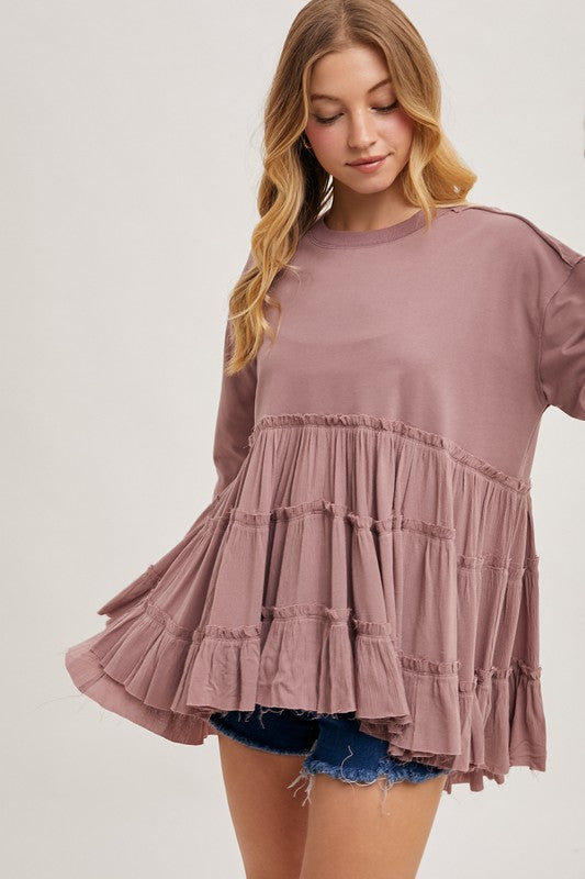 Tiered Ruffle Hem Sweatshirt