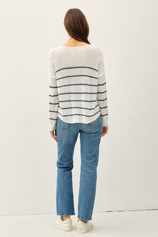 Striped Lightweight Knit Sweater