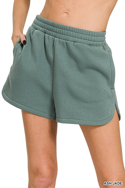 Fleece Dolphin Shorts - Ash Jade