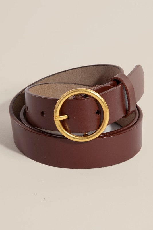 Hoop Buckle Faux Leather Belt