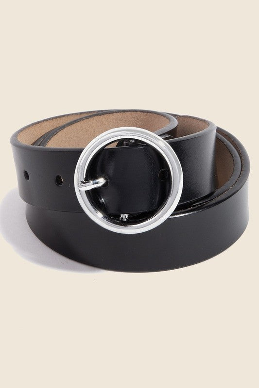 Hoop Buckle Faux Leather Belt