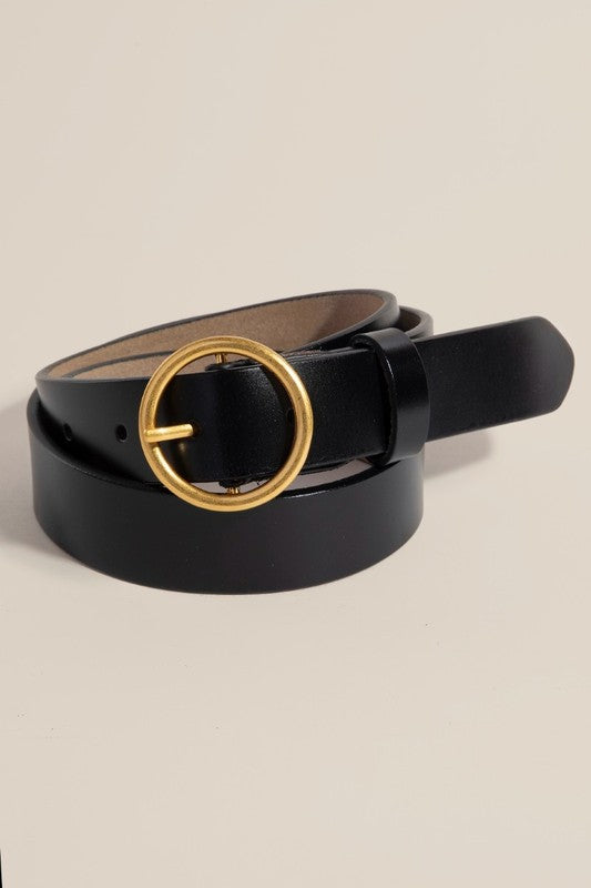 Hoop Buckle Faux Leather Belt