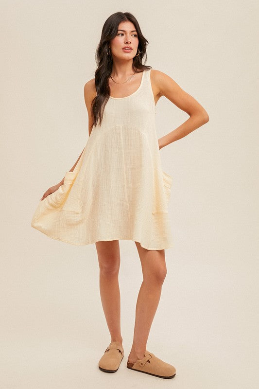 Gauze Sleeveless Mini Dress