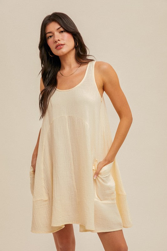 Gauze Sleeveless Mini Dress