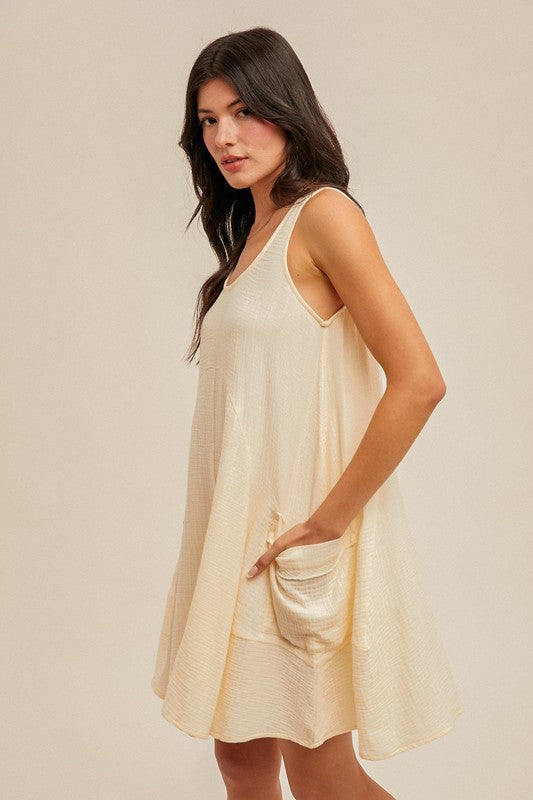 Gauze Sleeveless Mini Dress