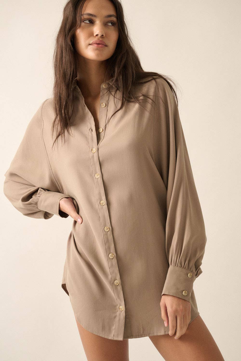 Espresso Button Down Mini Dress