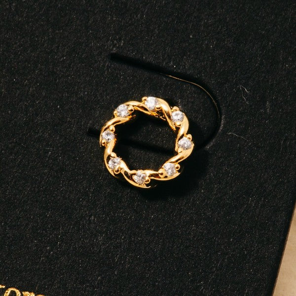Studded Mini Twisted Hoop Stud Earrings
