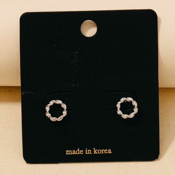 Studded Mini Twisted Hoop Stud Earrings