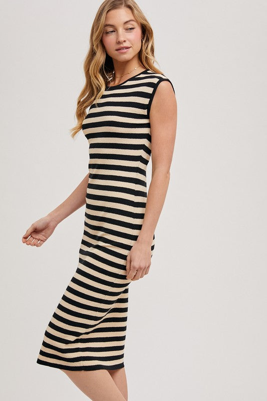 Striped Contrast Tank Midi Dress
