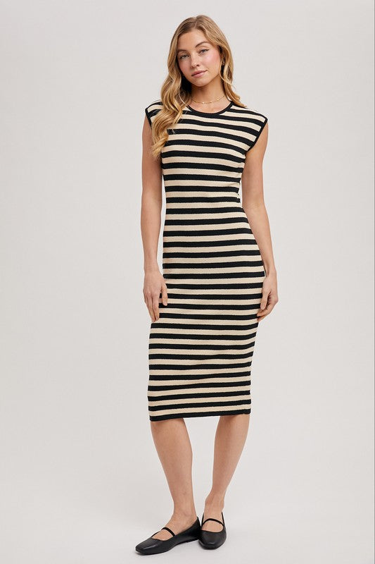 Striped Contrast Tank Midi Dress