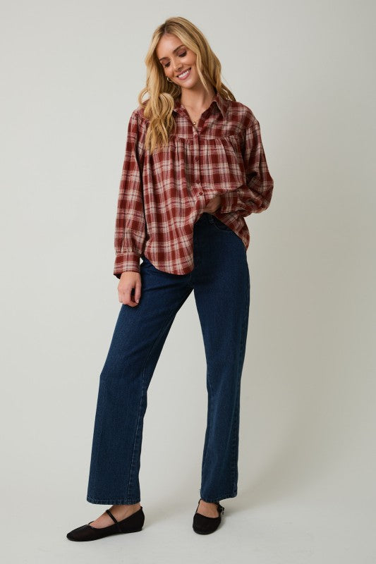 Balloon Sleeve Button Up Shirt