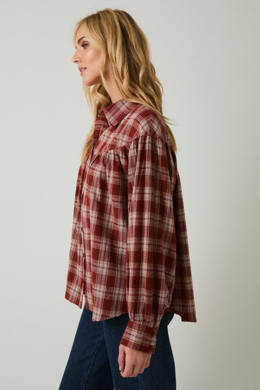 Balloon Sleeve Button Up Shirt