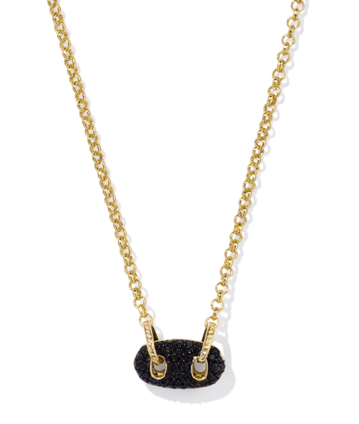 Bailey Pave Short Pendant Necklace - Gold Black Crystal