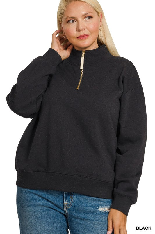 Plus Fleece Half Zip Sweatshirt
