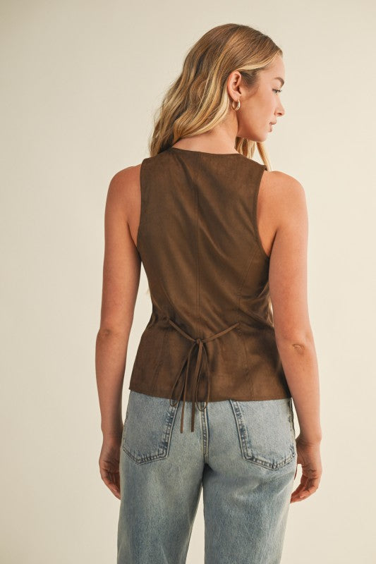 Tie Back Button Closure Vest