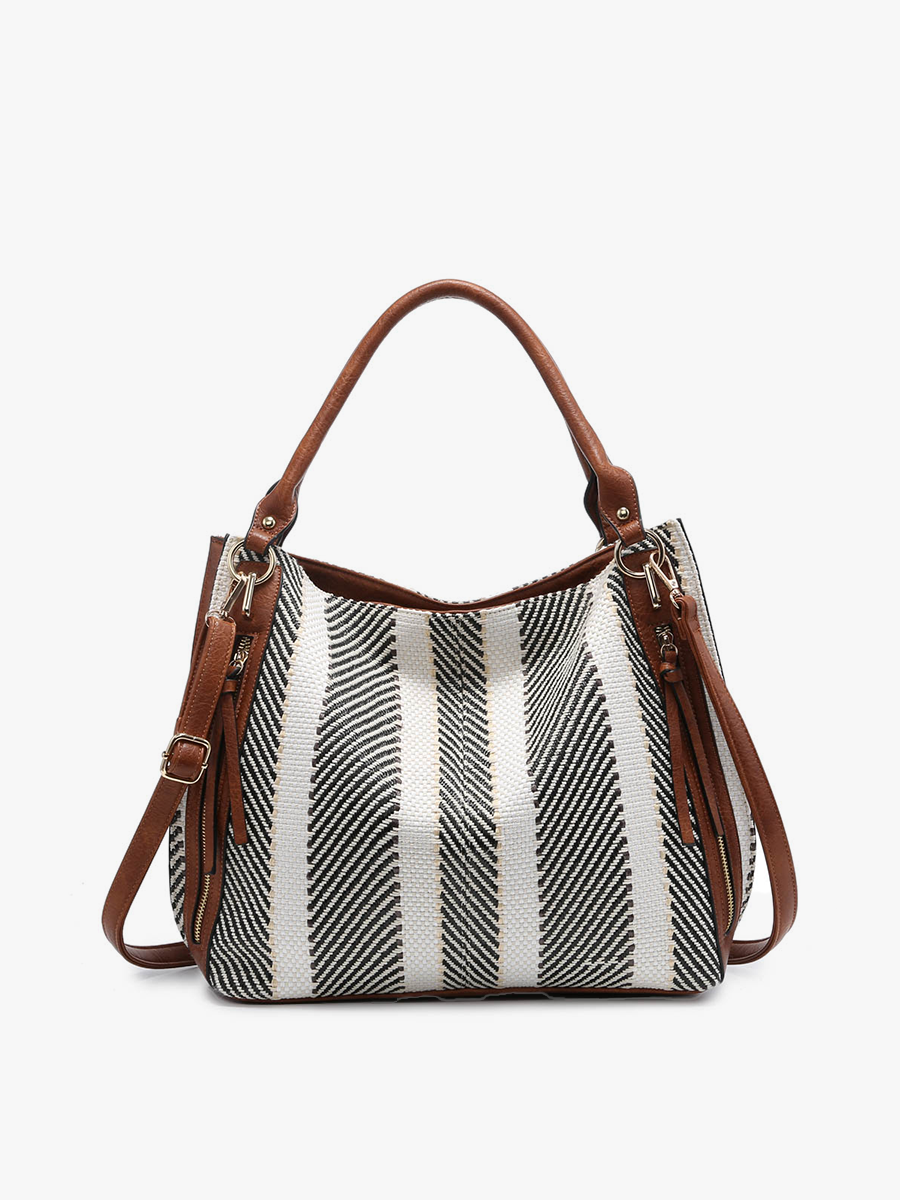 Connar Monogrammable Striped Tote: Black/White