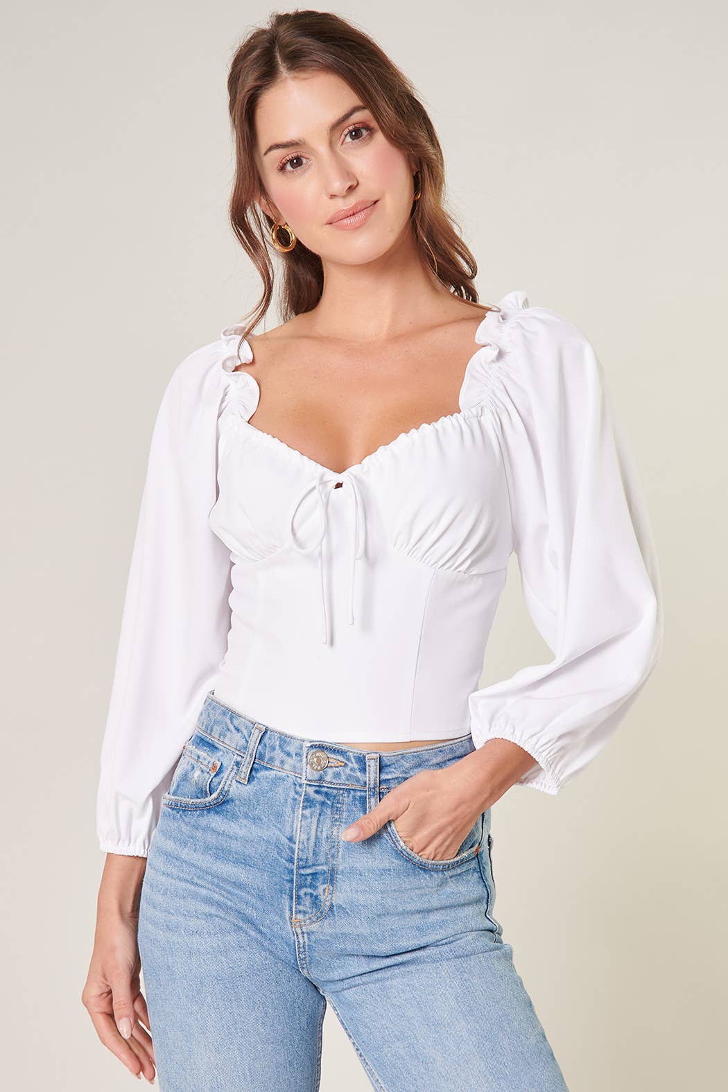Eliana Balloon Sleeve Bustier Top