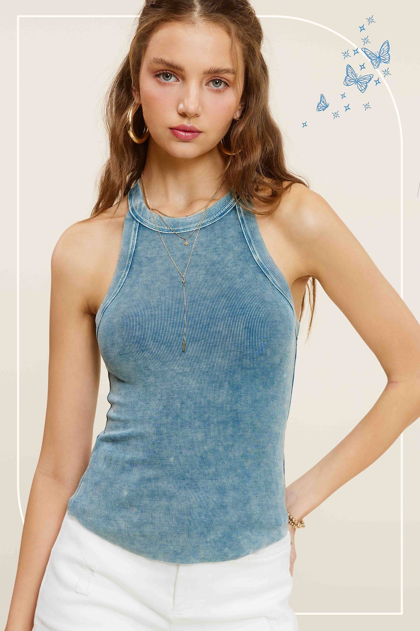 Mineral Washed Y-Back All Season Tank Top