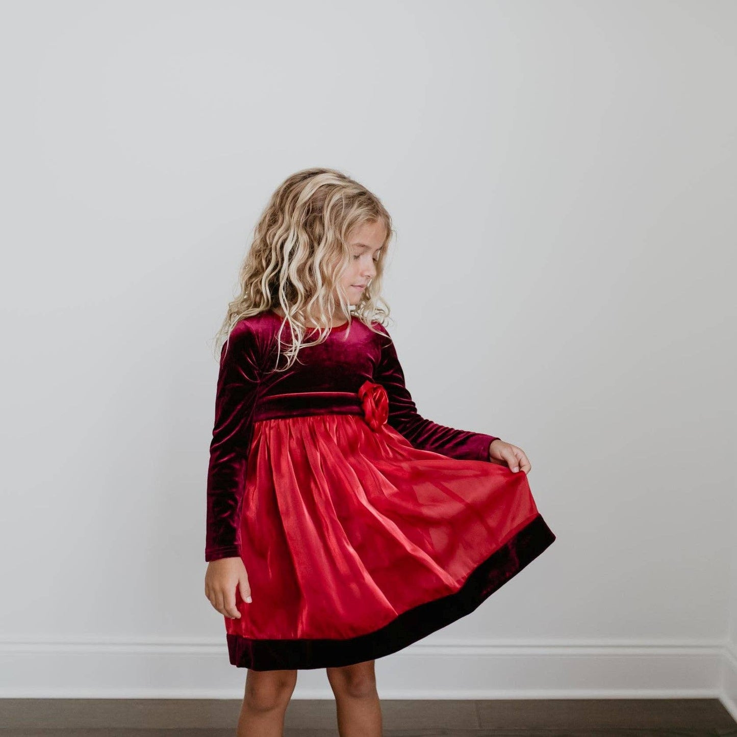 Red Velvet Rosette Holiday Fancy Dress
