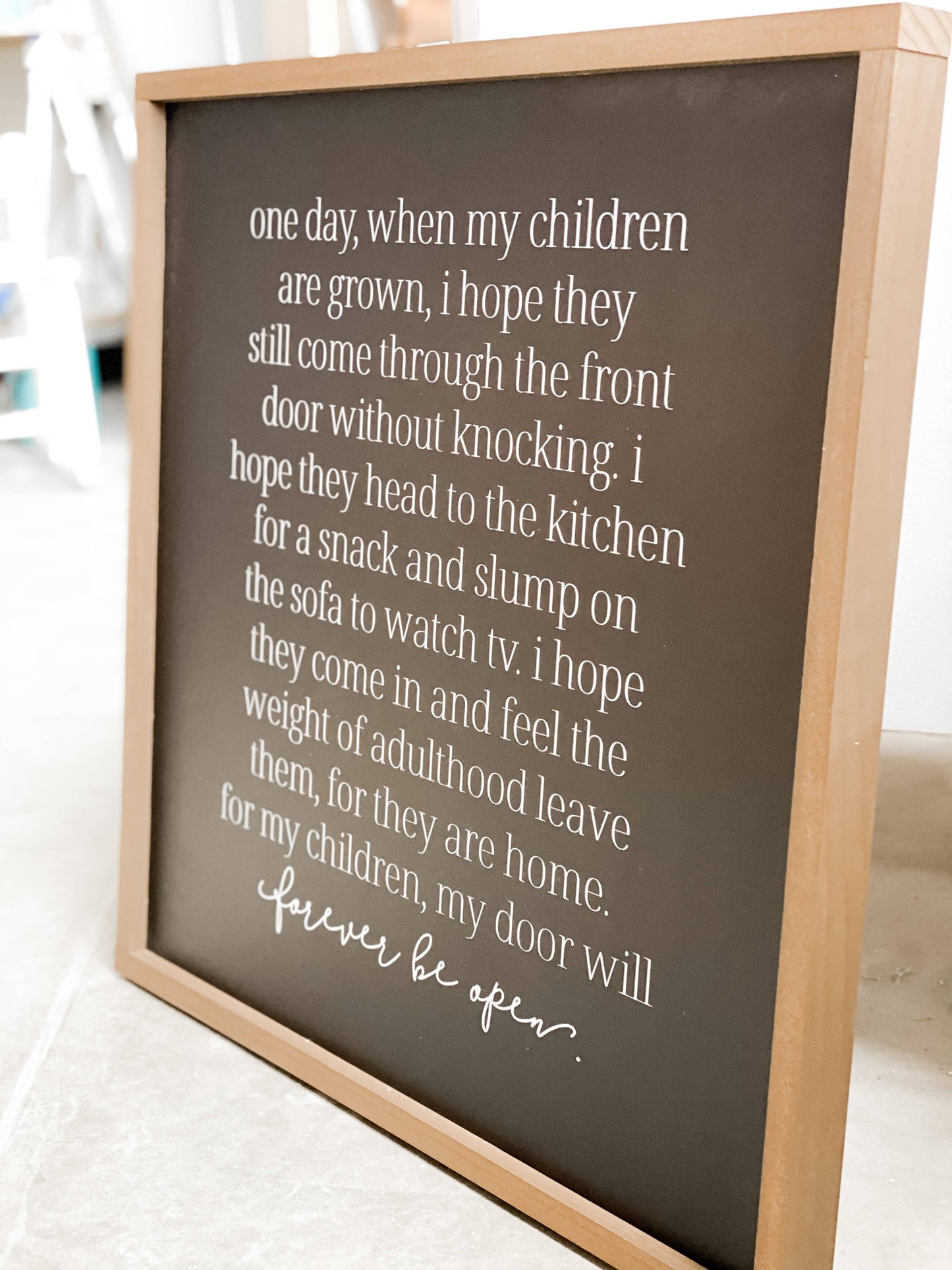 Lily and Sparrow - One Day When My Children | Mother's Day Gift: Black / Light Oak / 25x25"