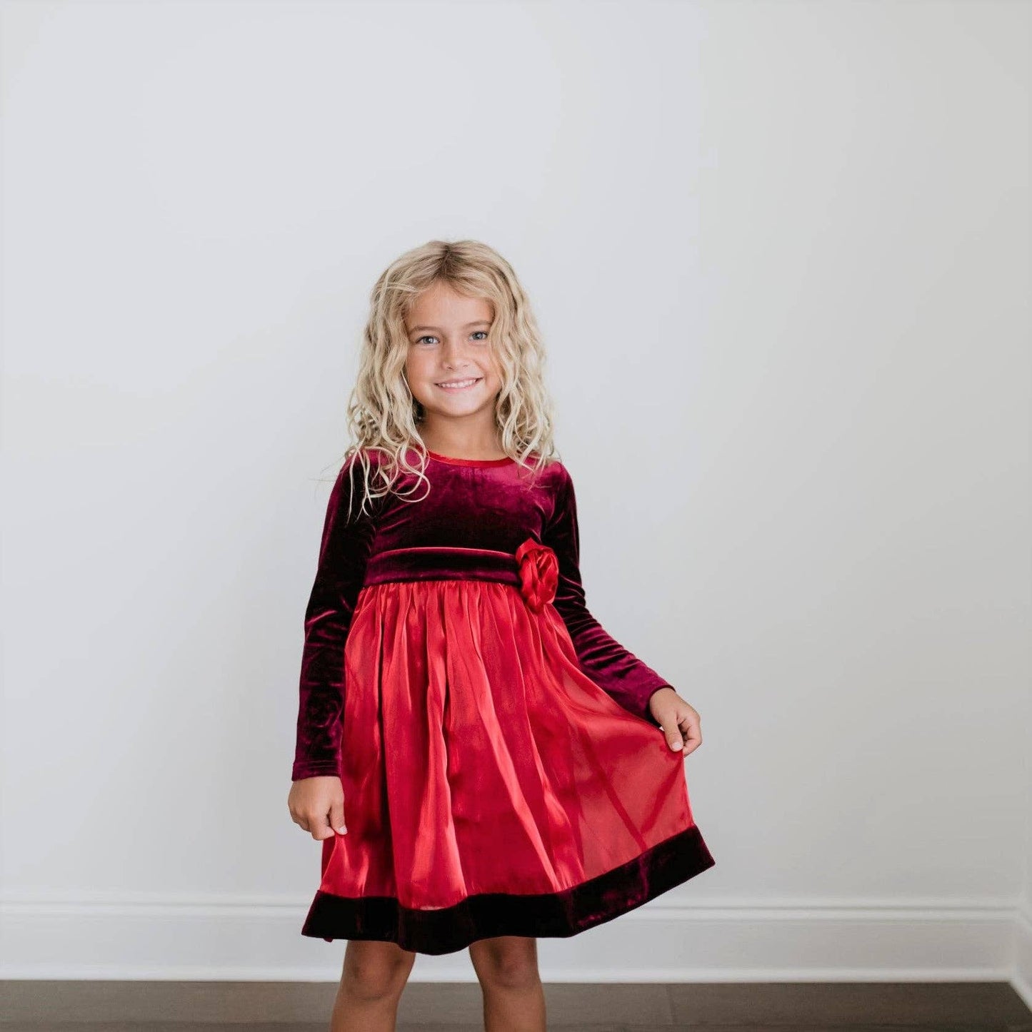 Red Velvet Rosette Holiday Fancy Dress