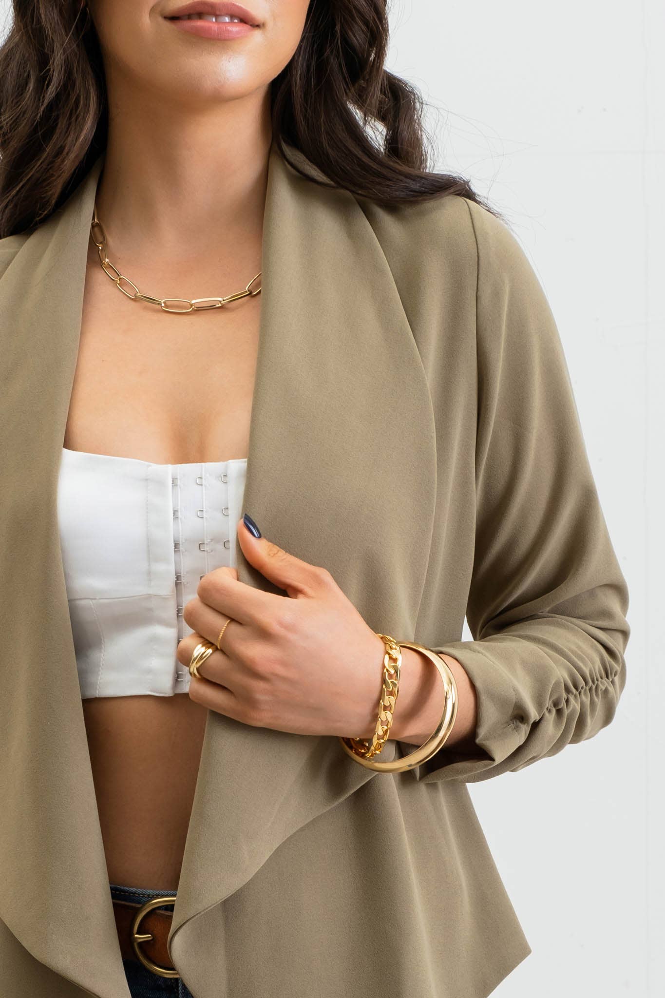 Ruched Sleeve Blazer