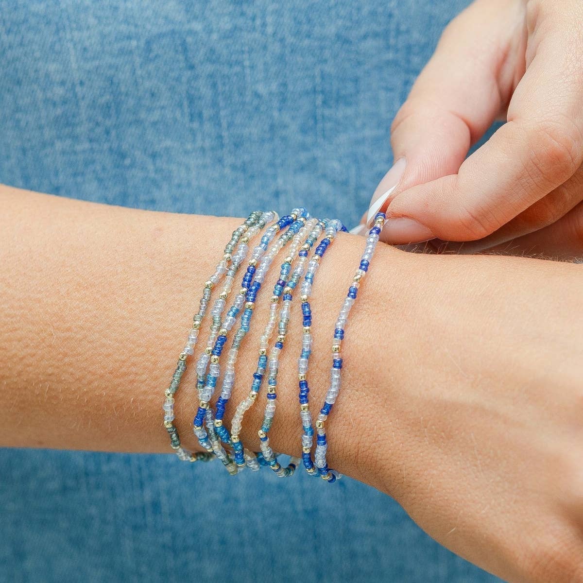 “Seaglass" Vibes 2mm Assorted Stretch Bracelets: Blue
