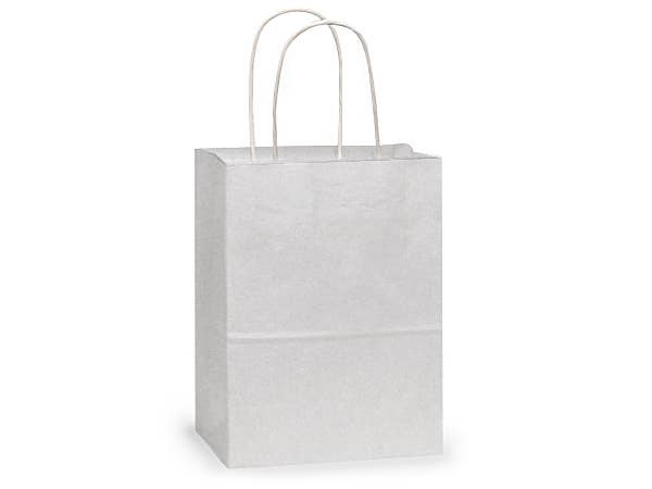 Nashville Wraps - White Kraft Retail Paper Shopping Bags: 100 Pack / Junior 8x5x8"