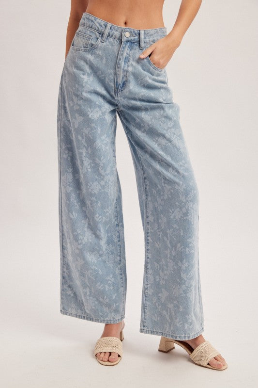 Floral Garden Print Baggy Jean
