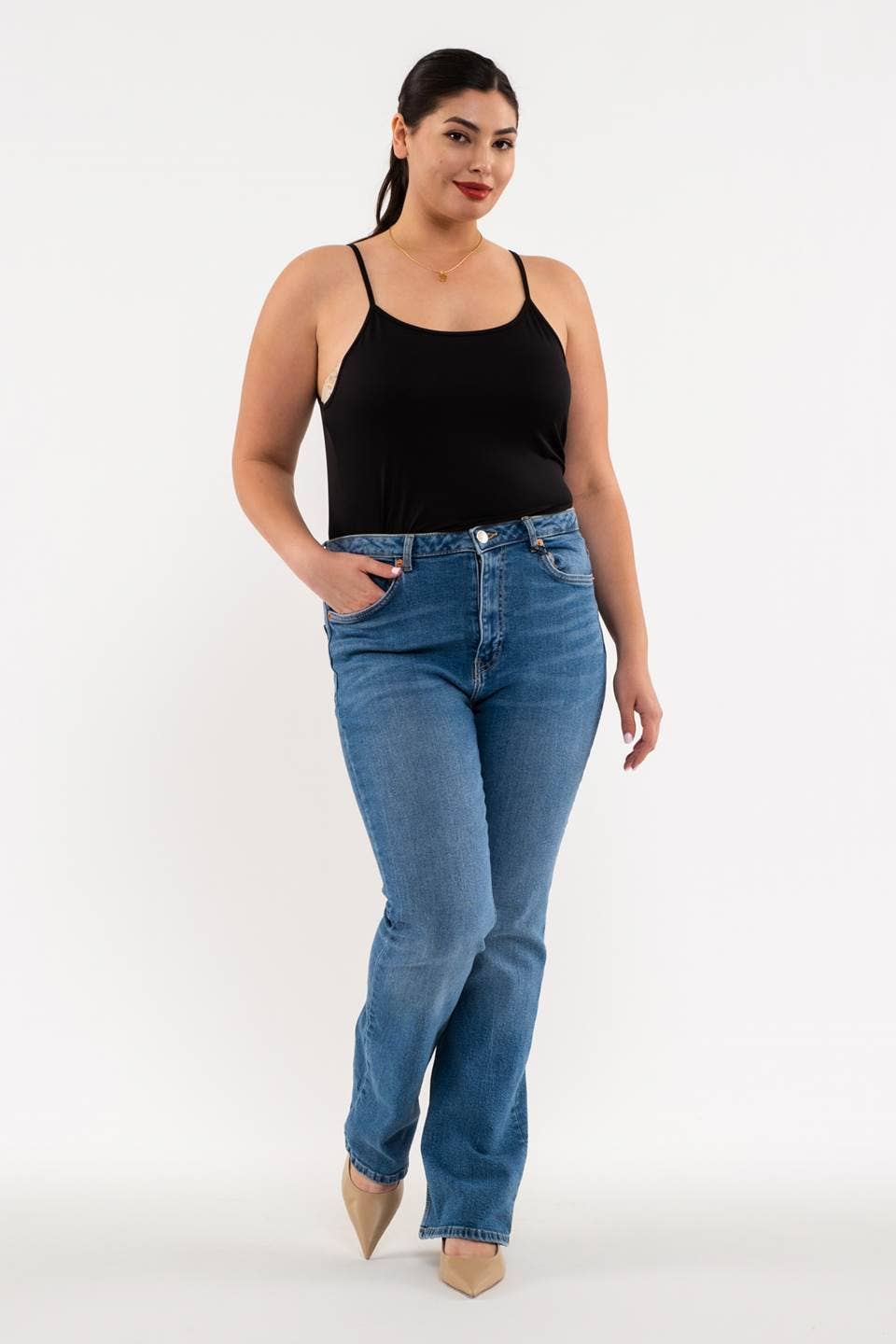 Plus Solid Cami: Black