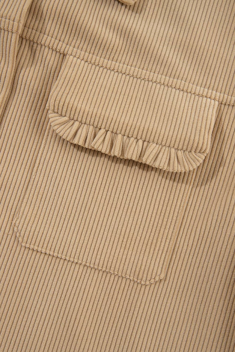 Frilled Flap Corduroy Shacket