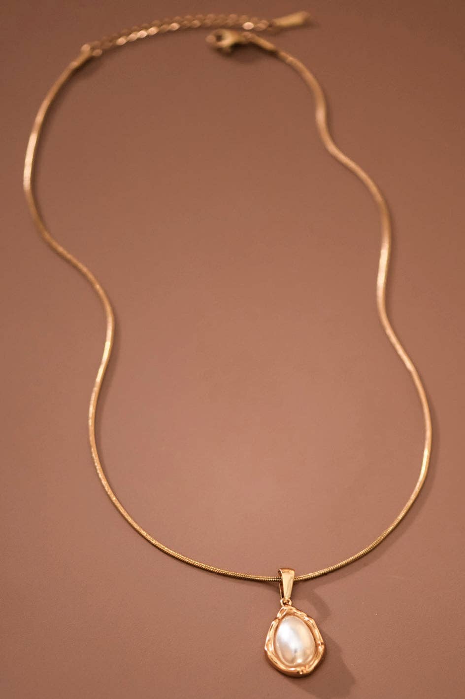 18K Gold PVD Plated Stainless Steel Minimal Pearl Necklace