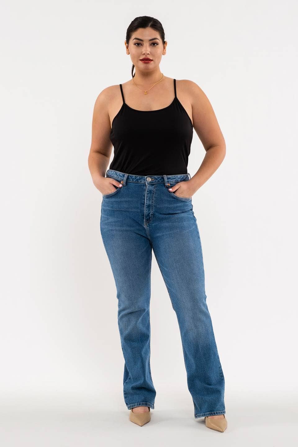 Plus Solid Cami: Black