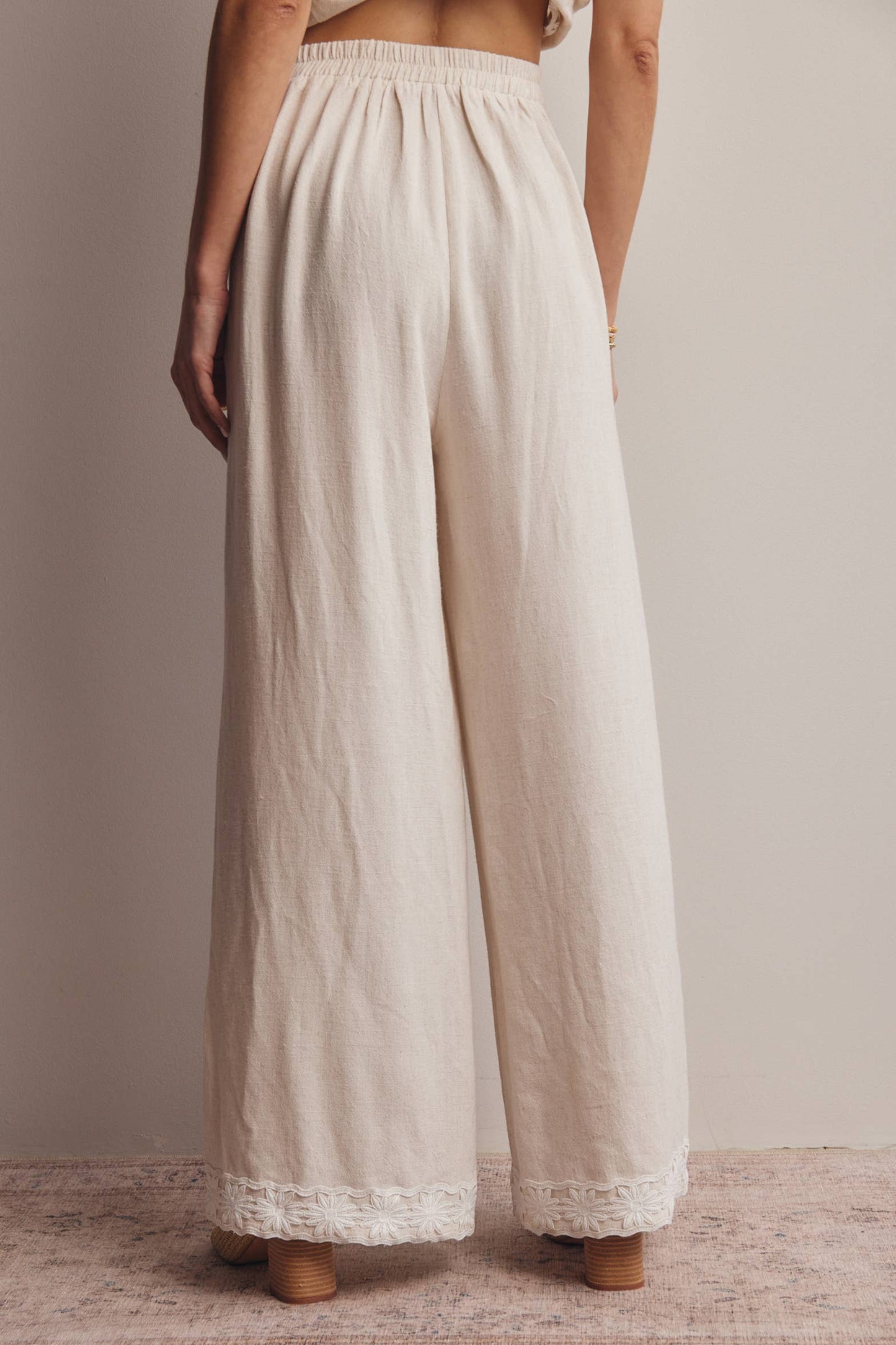 Embroidered Square-Neck Tank & Wide-Leg Pants Set